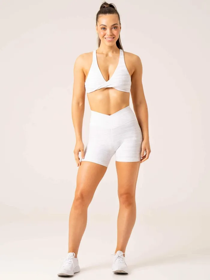 Momentum Cross Over Scrunch Shorts 8211 Snow Grey Marl Women Ryderwear Gym Shorts