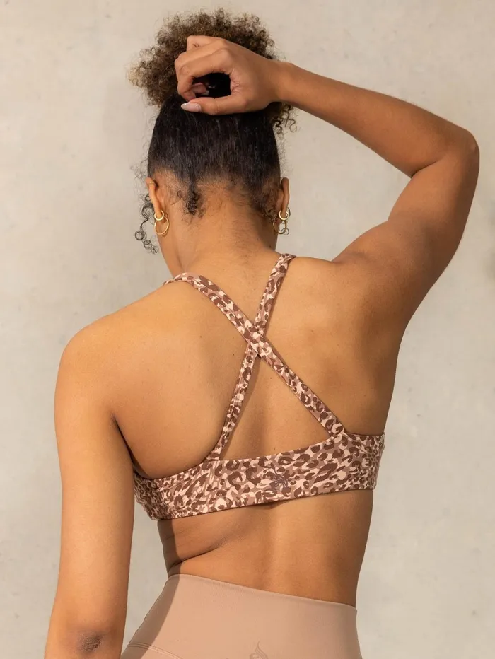 Momentum Twist Sports Bra 8211 Mocha Leopard Women Ryderwear Sports Bras