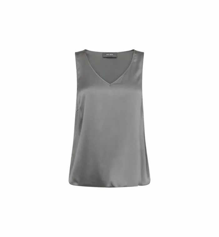 MOS MOSH Blouses and Tops MMAstrid VNeck Silk Tank Top Sharkskin 8211 Women MOS MOSH Blouses and Tops MMAstrid VNeck Silk Tank Top Sharkskin 8211 Women