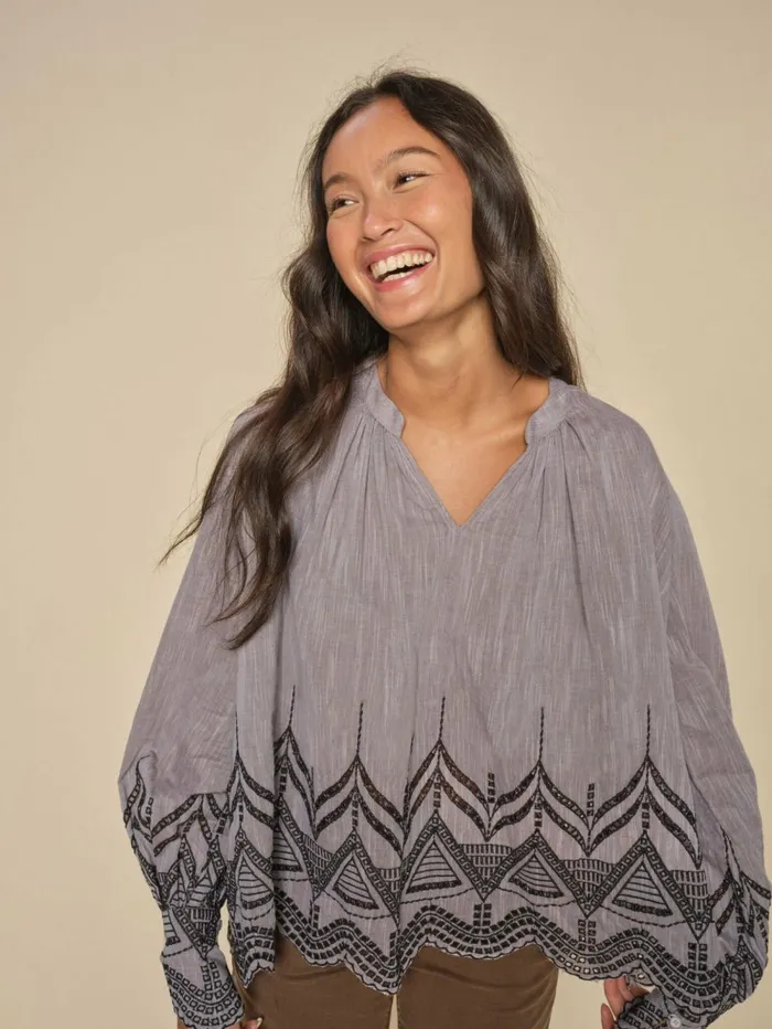 MOS MOSH Blouses and Tops MMGill Emb Blouse Rain Drum 8211 Women