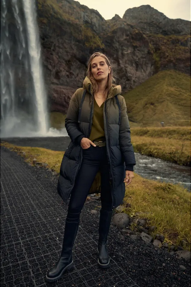 MOS MOSH Jackets and Coats MMNova Dip Dye Down Coat Fir Green 8211 Women