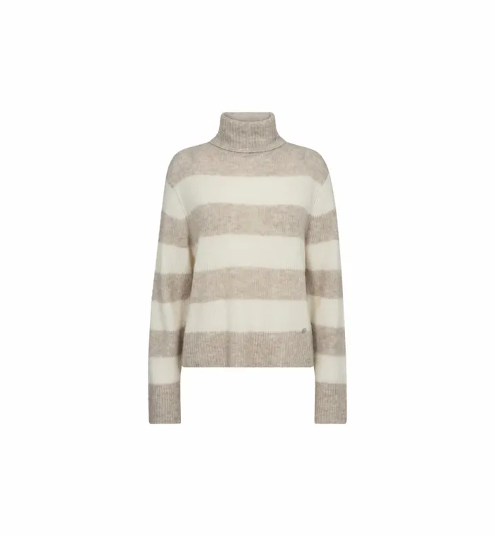 MOS MOSH Knits MMAidy Thora Stripe Rollneck Knit Feather Gray 8211 Women MOS MOSH Knits MMAidy Thora Stripe Rollneck Knit Feather Gray 8211 Women