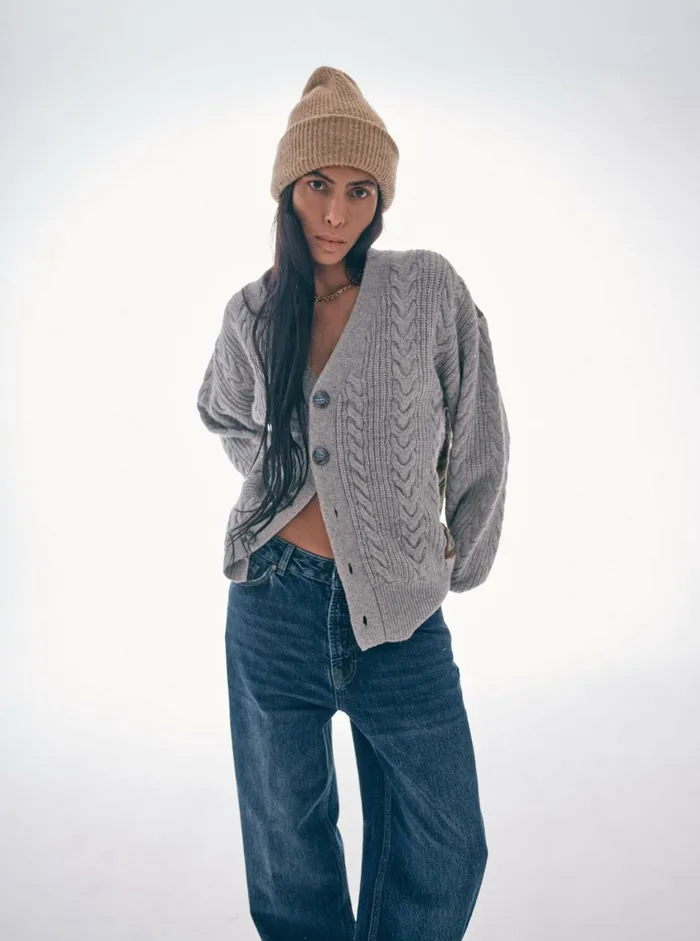 MOS MOSH Knits MMHRich Quilt Cardigan 8211 HEYANNO Grey Melange 8211 Women MOS MOSH Knits MMHRich Quilt Cardigan 8211 HEYANNO Grey Melange 8211 Women