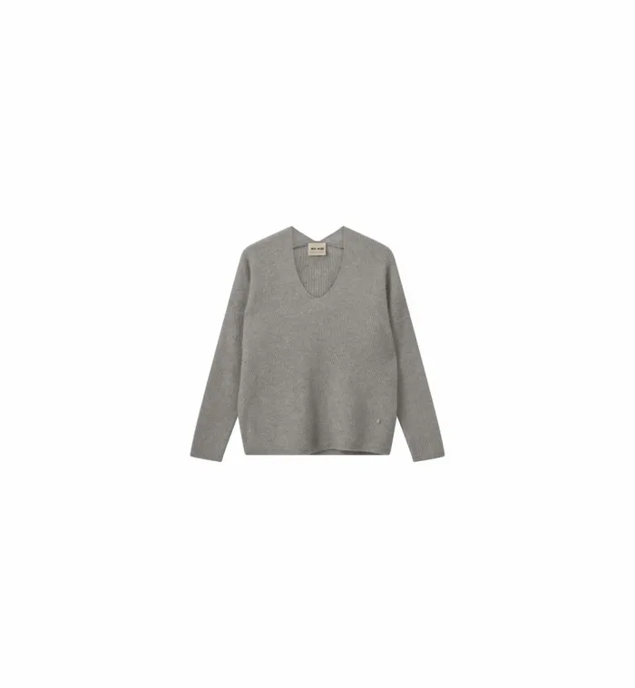 MOS MOSH Knits MMThora VNeck Knit Grey Melange 8211 Women MOS MOSH Knits MMThora VNeck Knit Grey Melange 8211 Women