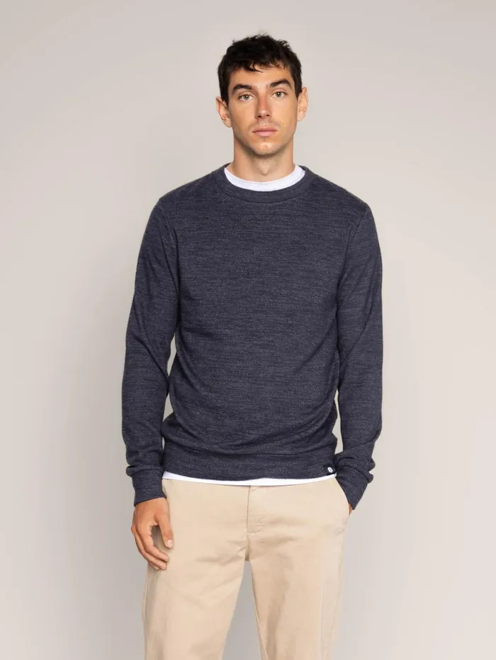 MOS MOSH Sweatshirts MMGAbel Crew Brush Sweat Navy Melange 8211 Men