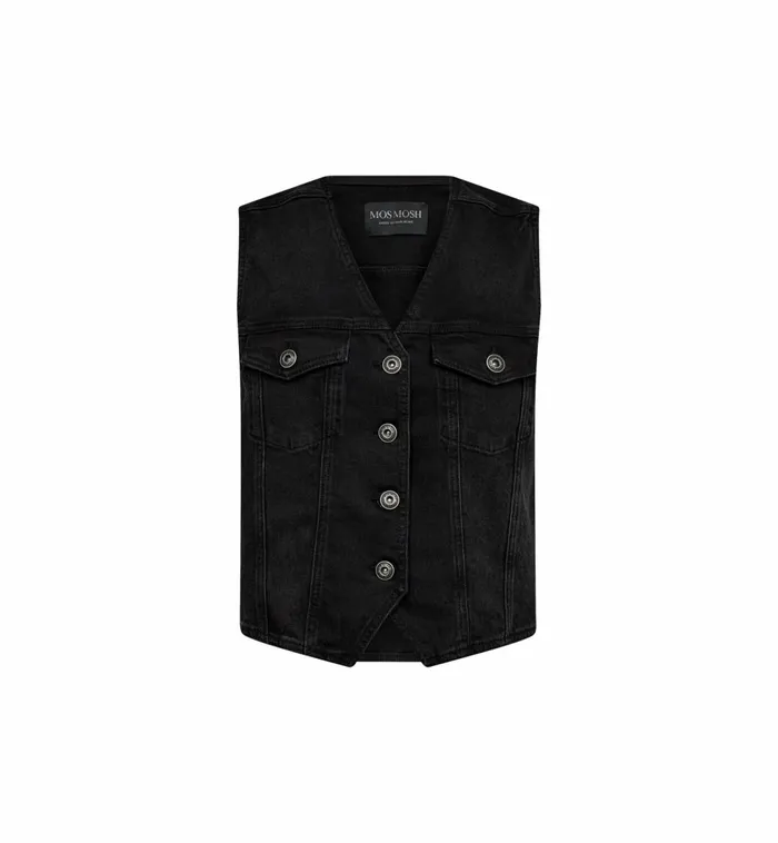MOS MOSH Waistcoats MMCiden Denim Vest Black 8211 Women MOS MOSH Waistcoats MMCiden Denim Vest Black 8211 Women