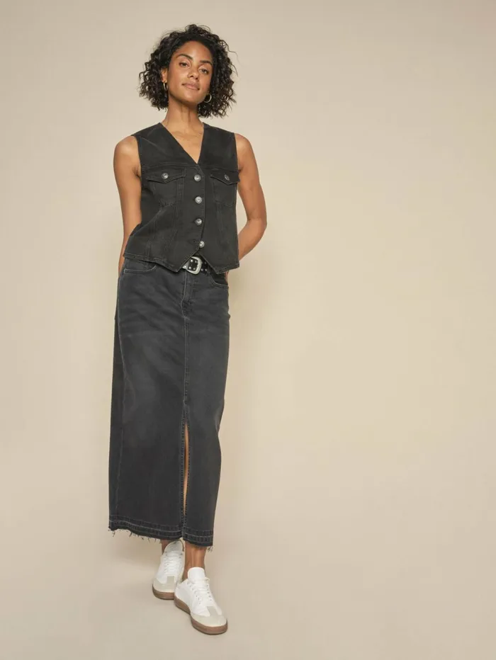 MOS MOSH Waistcoats MMCiden Denim Vest Black 8211 Women MOS MOSH Waistcoats MMCiden Denim Vest Black 8211 Women