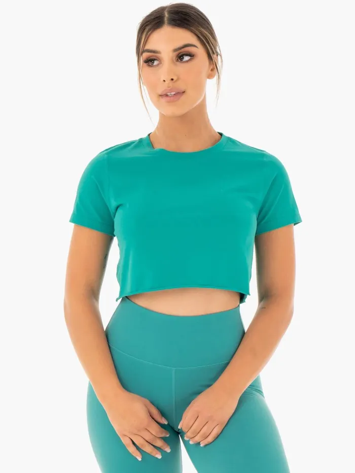 Motion Cropped TShirt 8211 Teal Women Ryderwear TShirts