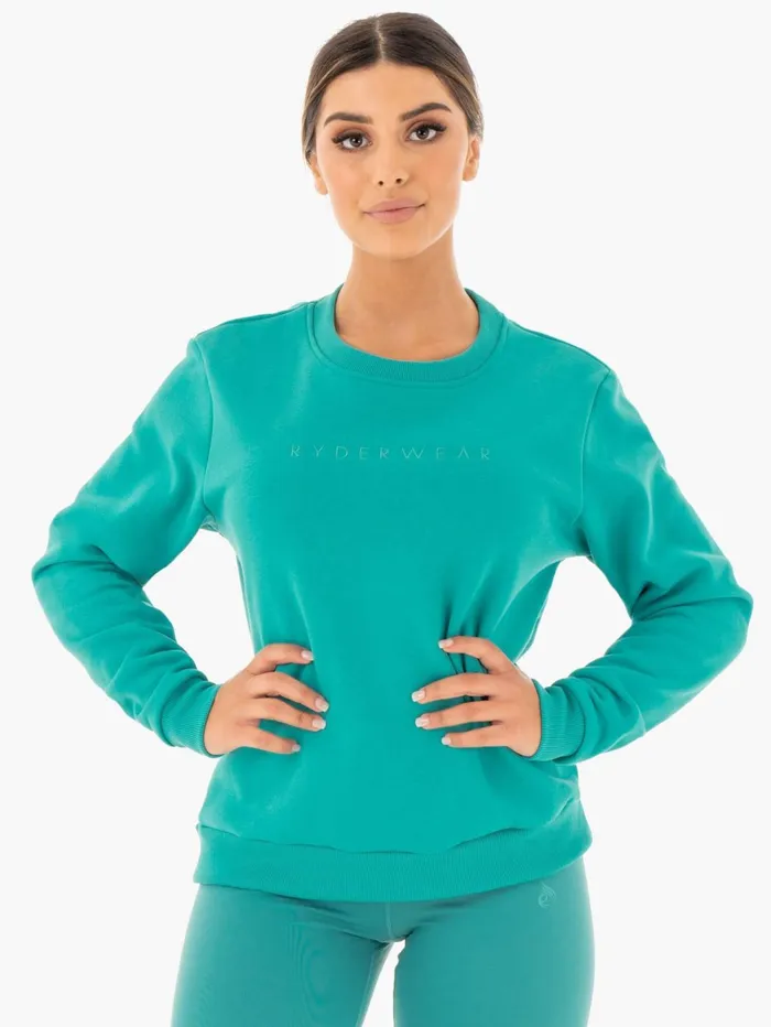 Motion Oversized Sweater 8211 Teal Women Ryderwear Jackets and Sweaters