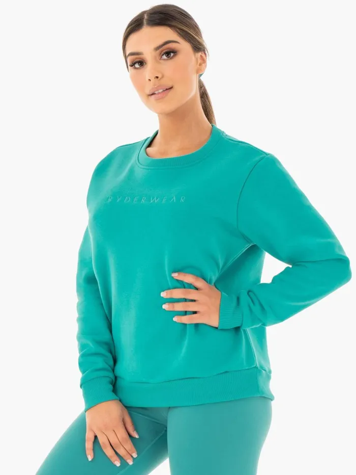 Motion Oversized Sweater 8211 Teal Women Ryderwear Jackets and Sweaters