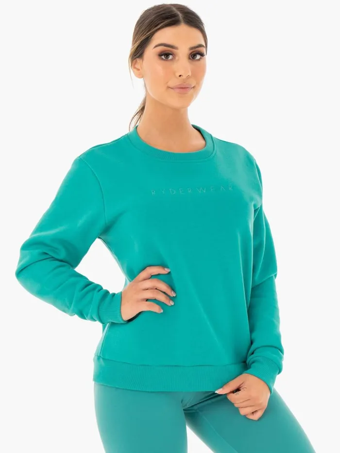 Motion Oversized Sweater 8211 Teal Women Ryderwear Jackets and Sweaters