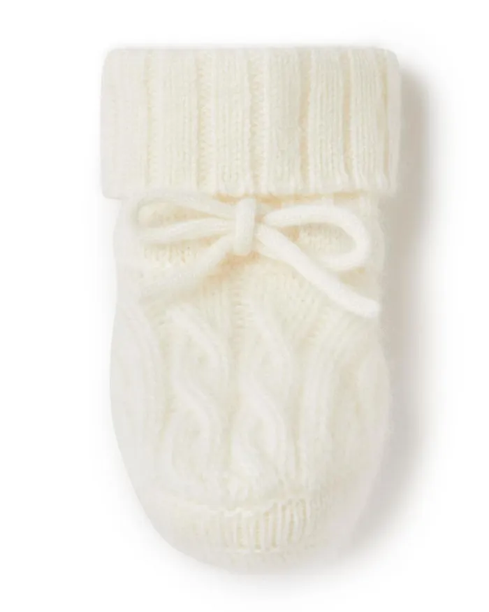 NPeal Baby Children Cable Cashmere Booties In New Ivory White