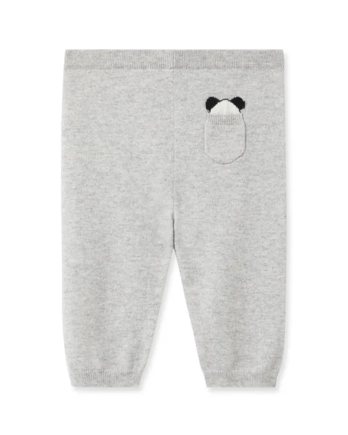 NPeal Baby Children Panda Pocket Cashmere Leggings In Fumo Grey