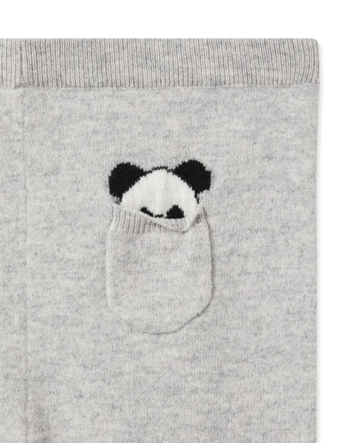 NPeal Baby Children Panda Pocket Cashmere Leggings In Fumo Grey