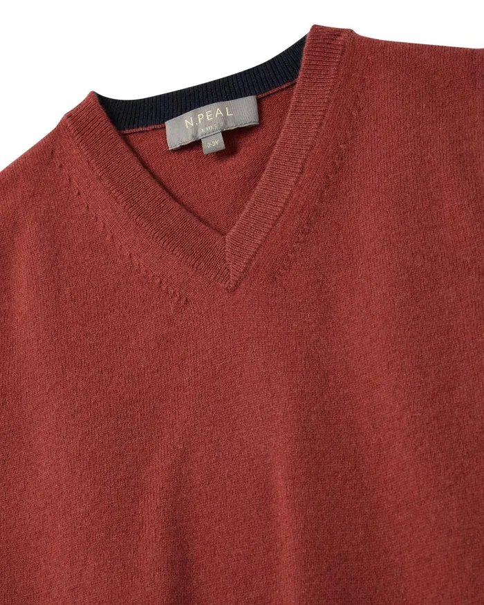 NPeal Boys Children Cashmere Slipover In Brick Red