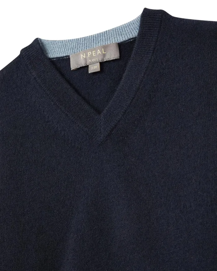 NPeal Boys Children Cashmere Slipover In Navy Blue