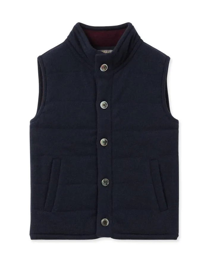 NPeal Boys Children Mall Cashmere Gilet In Navy Blue