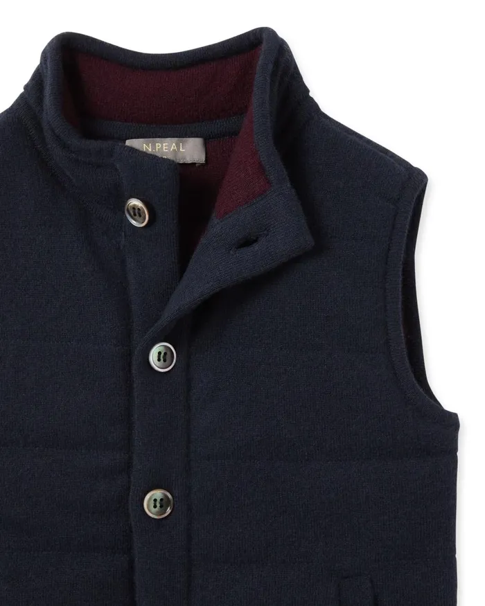 NPeal Boys Children Mall Cashmere Gilet In Navy Blue