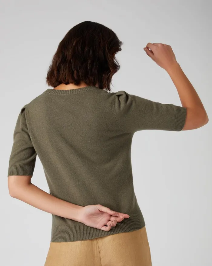 NPeal Cardigans Women Short Sleeve Cashmere Cardigan In Khaki Green