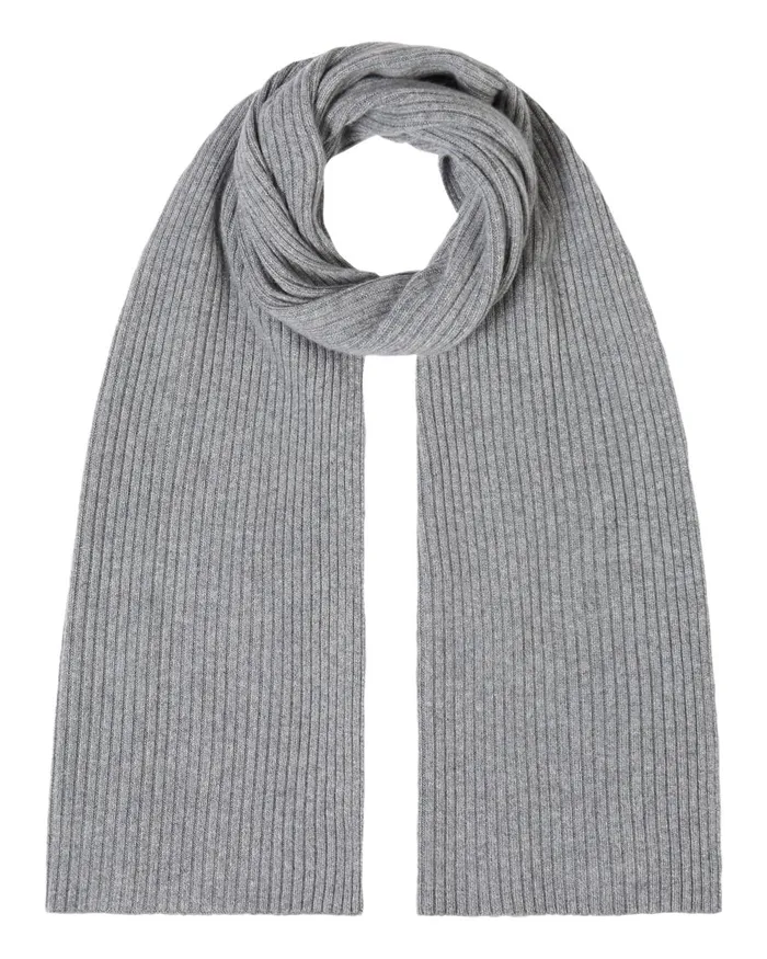 NPeal Cashmere Scarves WomenMen Unisex Short Ribbed Cashmere Scarf In Flannel Grey NPeal Cashmere Scarves WomenMen Unisex Short Ribbed Cashmere Scarf In Flannel Grey