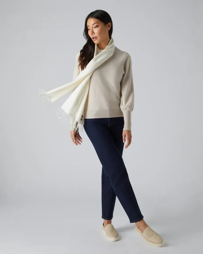 NPeal Cashmere Scarves WomenMen Unisex Woven Cashmere Scarf In New Ivory White