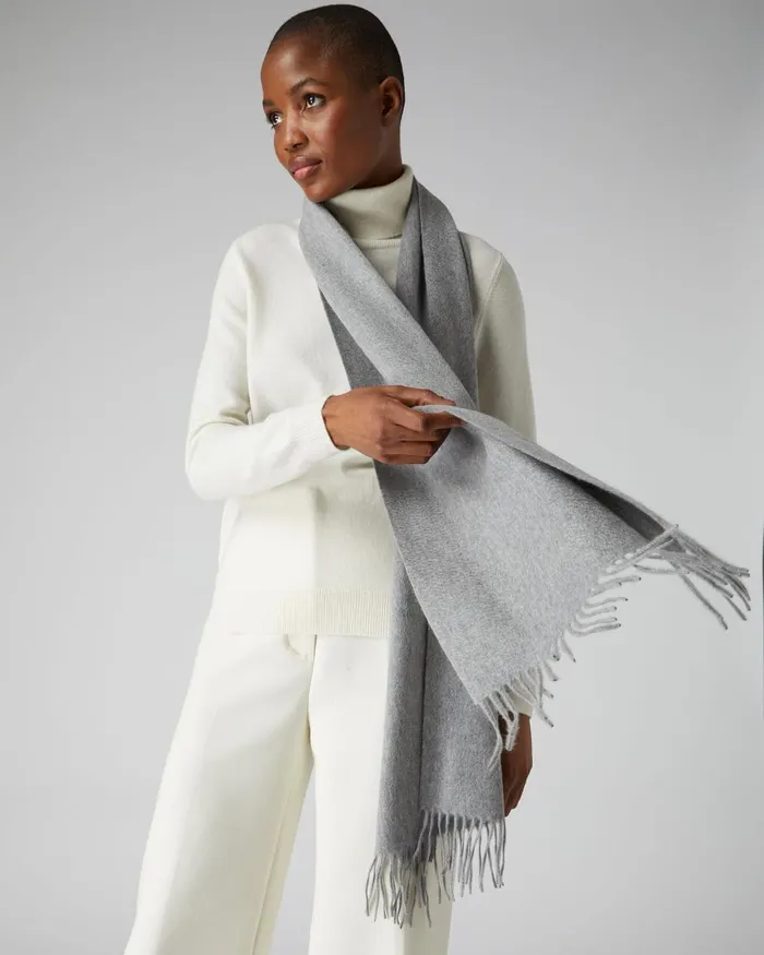 NPeal Cashmere Scarves Women Unisex Large Woven Cashmere Scarf In Flannel Grey