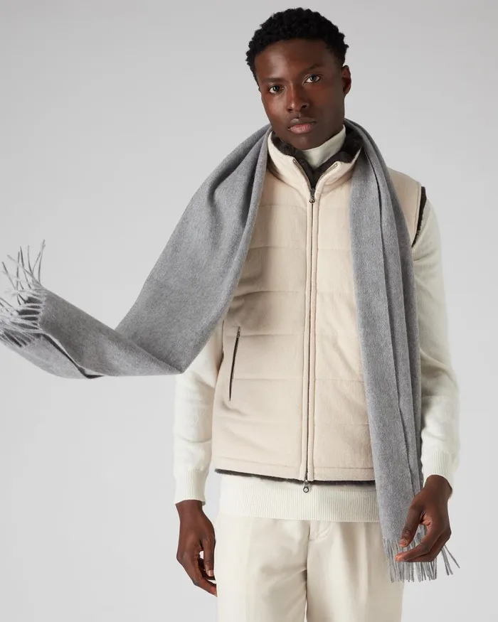 NPeal Cashmere Scarves Women Unisex Large Woven Cashmere Scarf In Flannel Grey