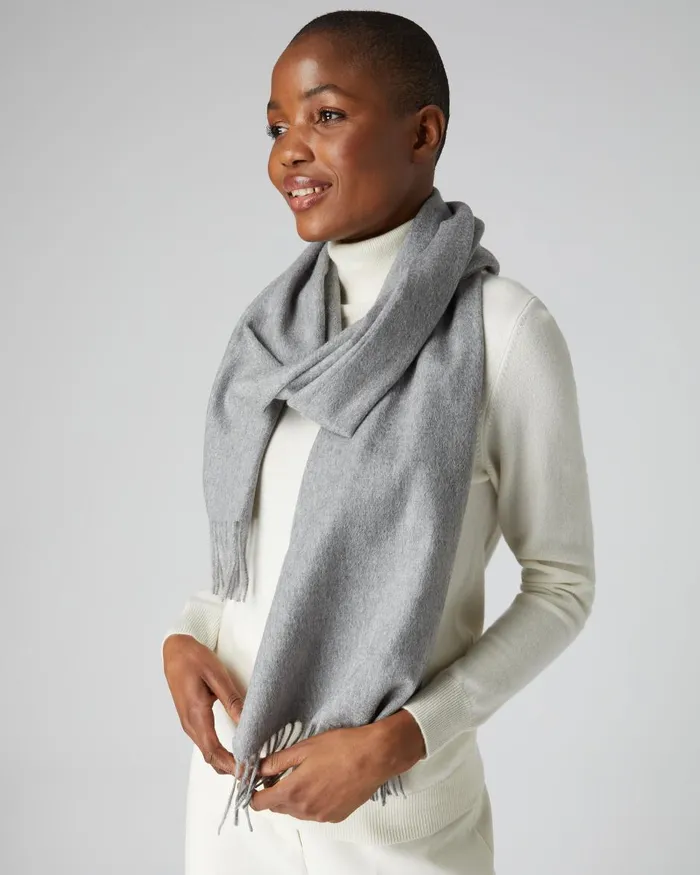 NPeal Cashmere Scarves Women Unisex Large Woven Cashmere Scarf In Flannel Grey