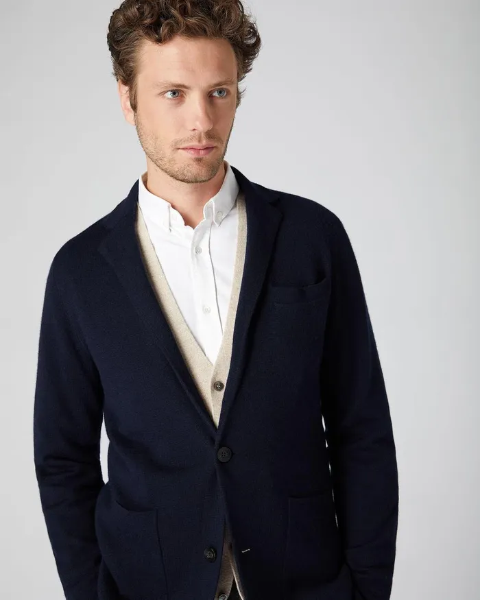 NPeal Coats and Jackets Men Fine Gauge Cashmere Milano Jacket In Navy Blue