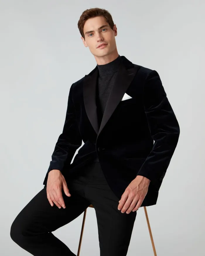 NPeal Coats and Jackets Men Woven Dinner Jacket In Midnight Navy Blue