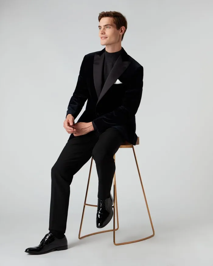NPeal Coats and Jackets Men Woven Dinner Jacket In Midnight Navy Blue