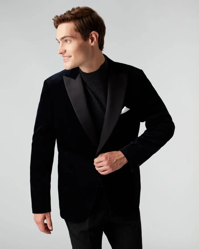 NPeal Coats and Jackets Men Woven Dinner Jacket In Midnight Navy Blue