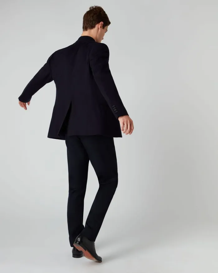 NPeal Coats and Jackets Men Woven Nehru Jacket In Navy Blue