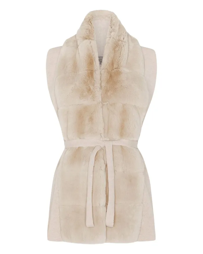 NPeal Coats and Jackets Women Fur Placket Milano Cashmere Gilet In Heather Beige Brown