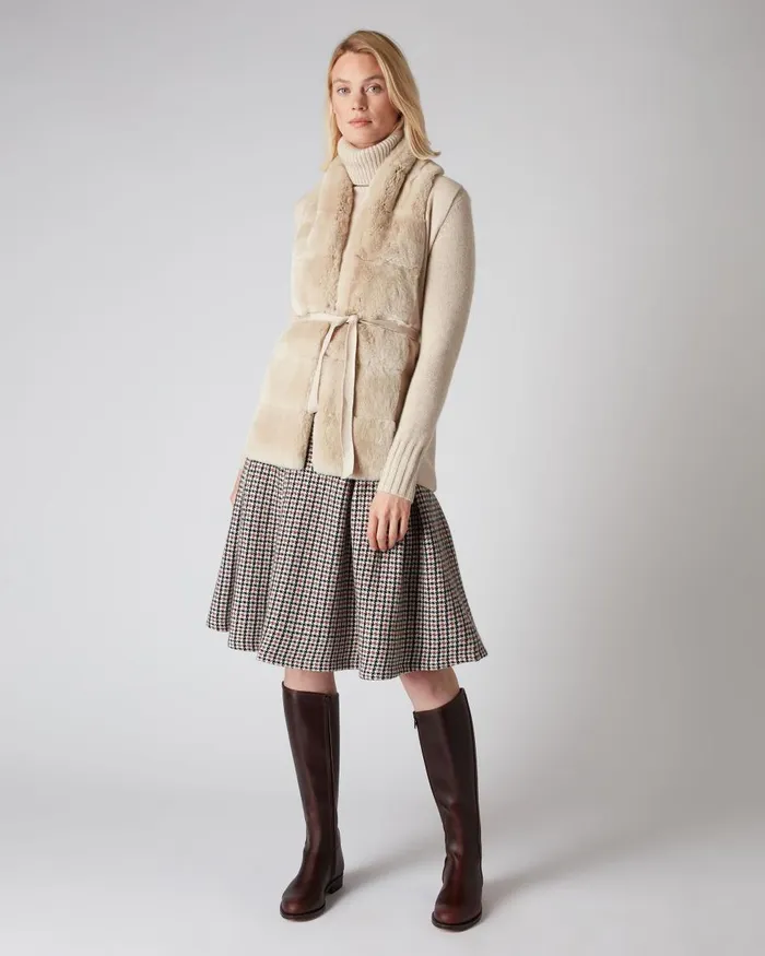 NPeal Coats and Jackets Women Fur Placket Milano Cashmere Gilet In Heather Beige Brown