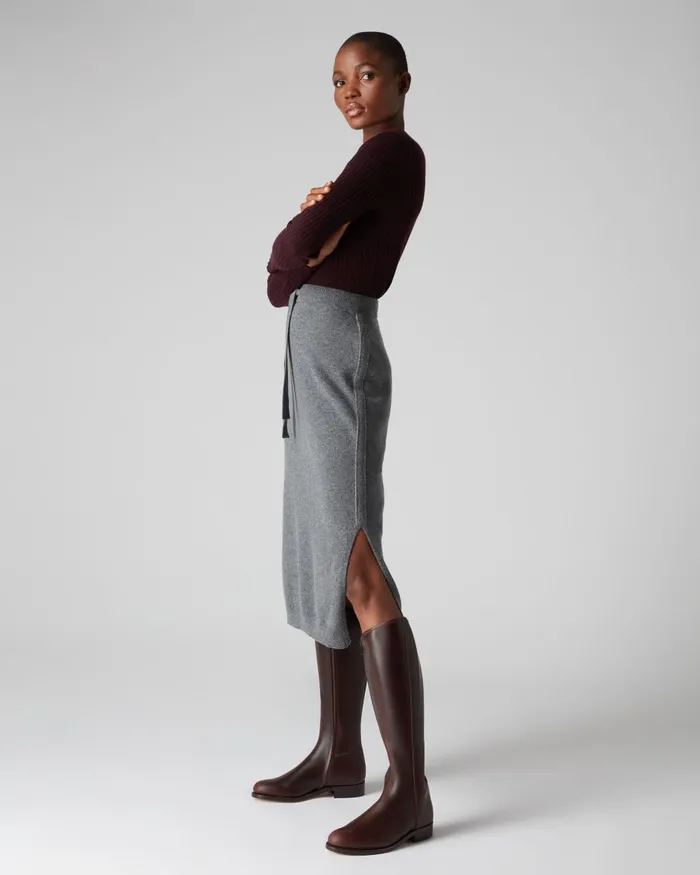 NPeal Dresses and Skirts Women Metal Trim Cashmere Skirt In Elephant Grey