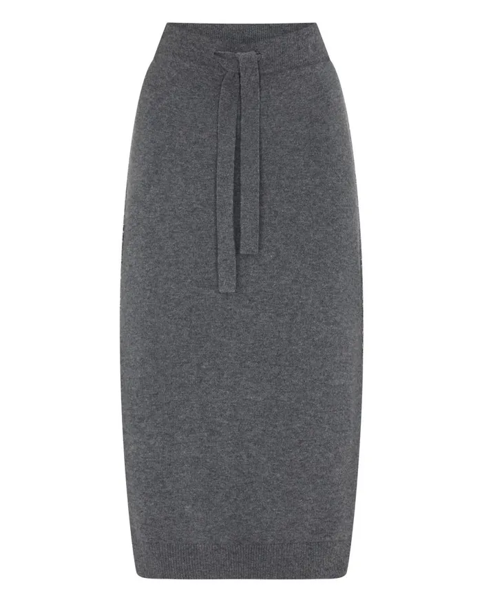 NPeal Dresses and Skirts Women Metal Trim Cashmere Skirt In Elephant Grey