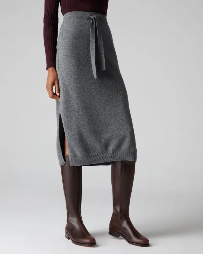 NPeal Dresses and Skirts Women Metal Trim Cashmere Skirt In Elephant Grey