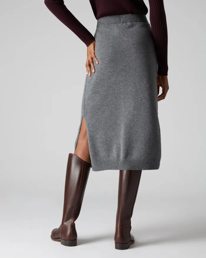 NPeal Dresses and Skirts Women Metal Trim Cashmere Skirt In Elephant Grey