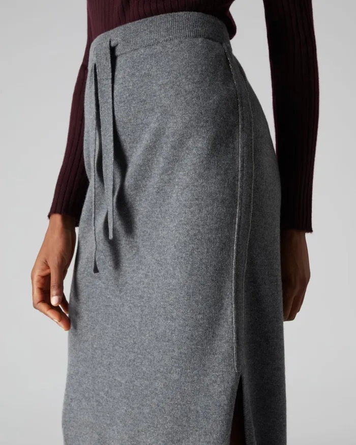 NPeal Dresses and Skirts Women Metal Trim Cashmere Skirt In Elephant Grey