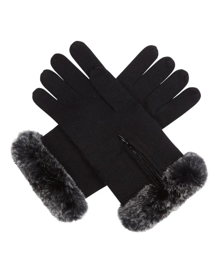 NPeal Gloves Women Fur And Cashmere Gloves In Black