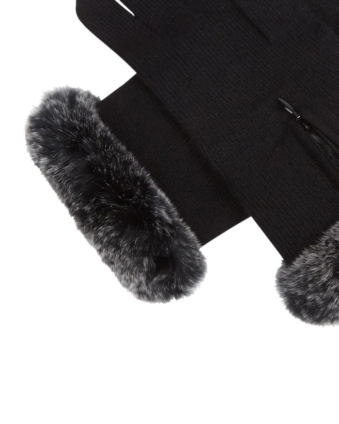 NPeal Gloves Women Fur And Cashmere Gloves In Black