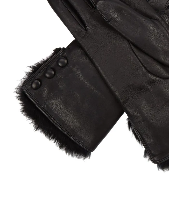 NPeal Gloves Women Fur Lined Leather Gloves In Black
