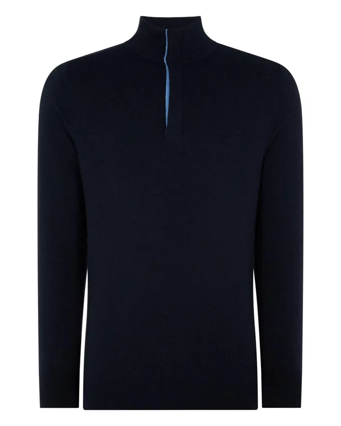 NPeal Half and Full Zip Knitwear Men Cashmere Half Zip Jumper In Navy Blue