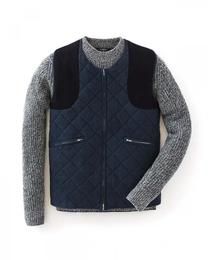 NPeal Half and Full Zip Knitwear Men Diamond Padded Cashmere Waistcoat In Lava Blue