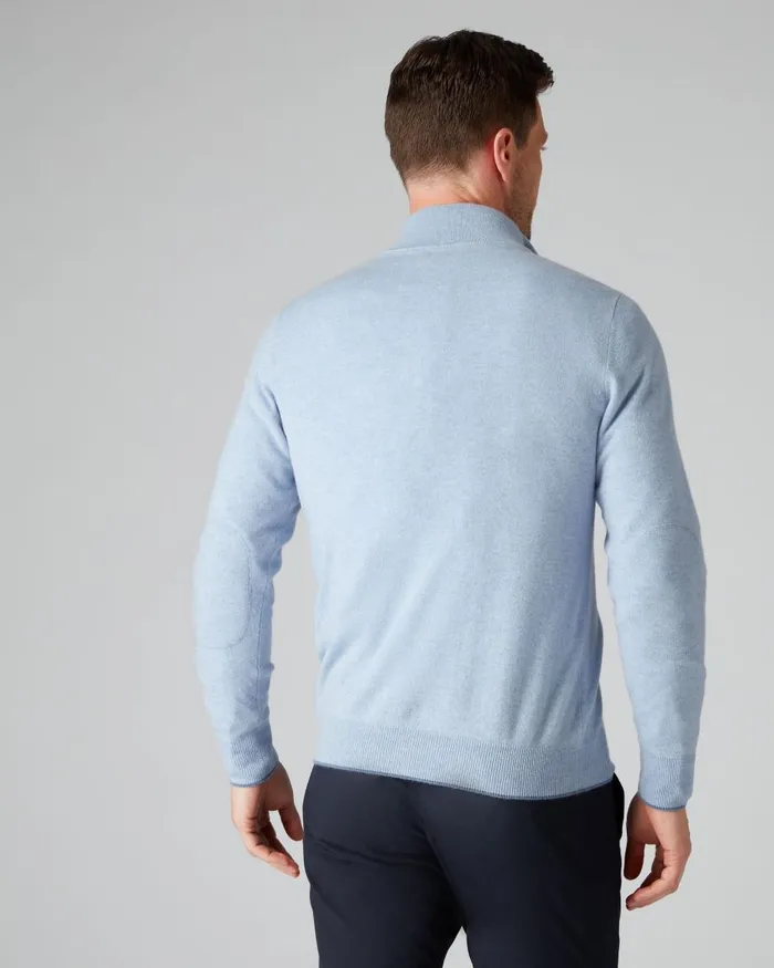 NPeal Half and Full Zip Knitwear Men The Carnaby Half Zip Cashmere Jumper In Cornflower Blue