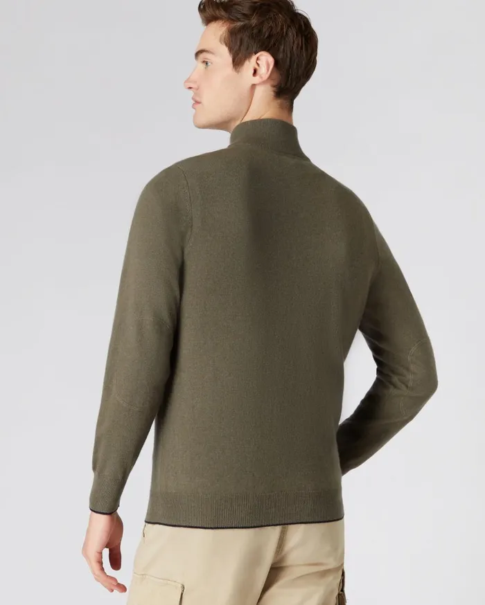 NPeal Half and Full Zip Knitwear Men The Carnaby Half Zip Cashmere Jumper In Khaki Green