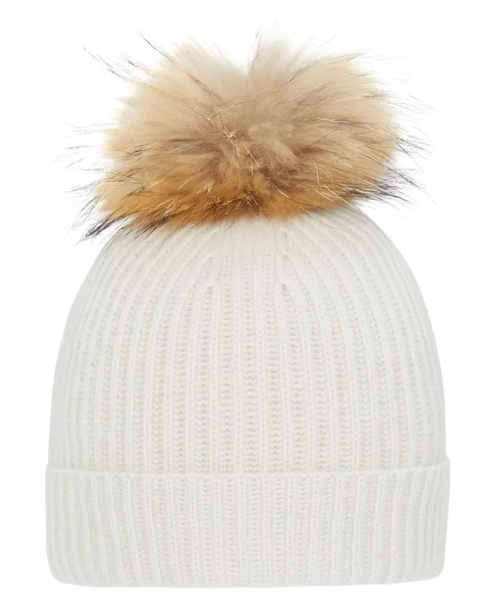 NPeal Hats WomenMen Unisex Ribbed Cashmere Hat With Detachable Pom In Snow Grey NPeal Hats WomenMen Unisex Ribbed Cashmere Hat With Detachable Pom In Snow Grey