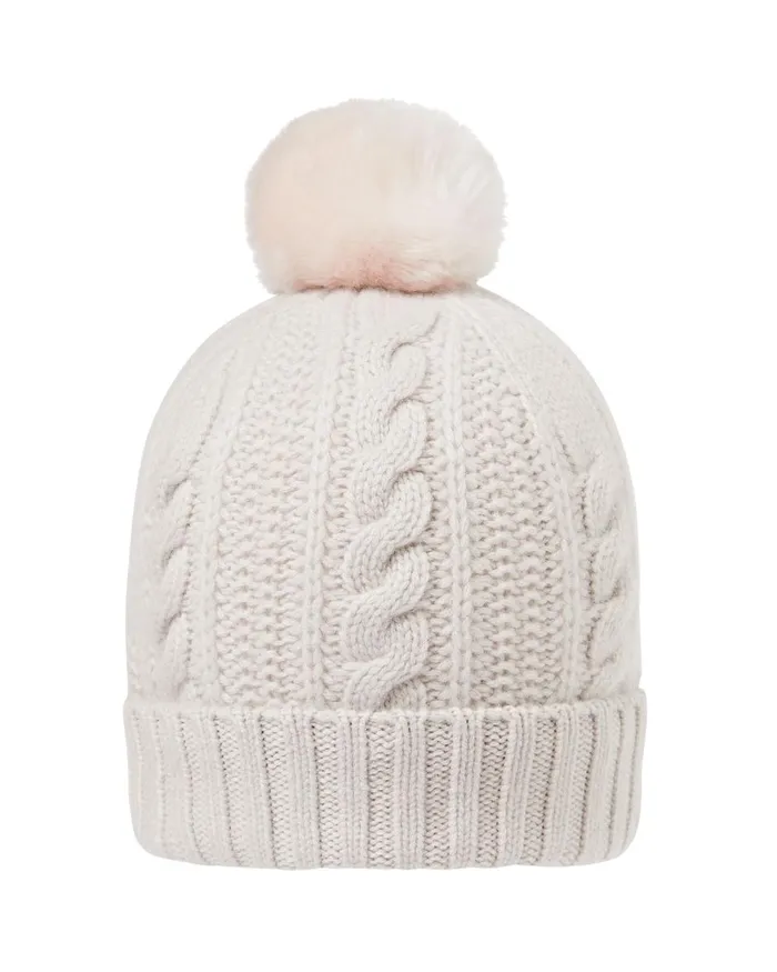 NPeal Hats WomenMen Unisex Shearling Pom Cable Hat In Snow Grey