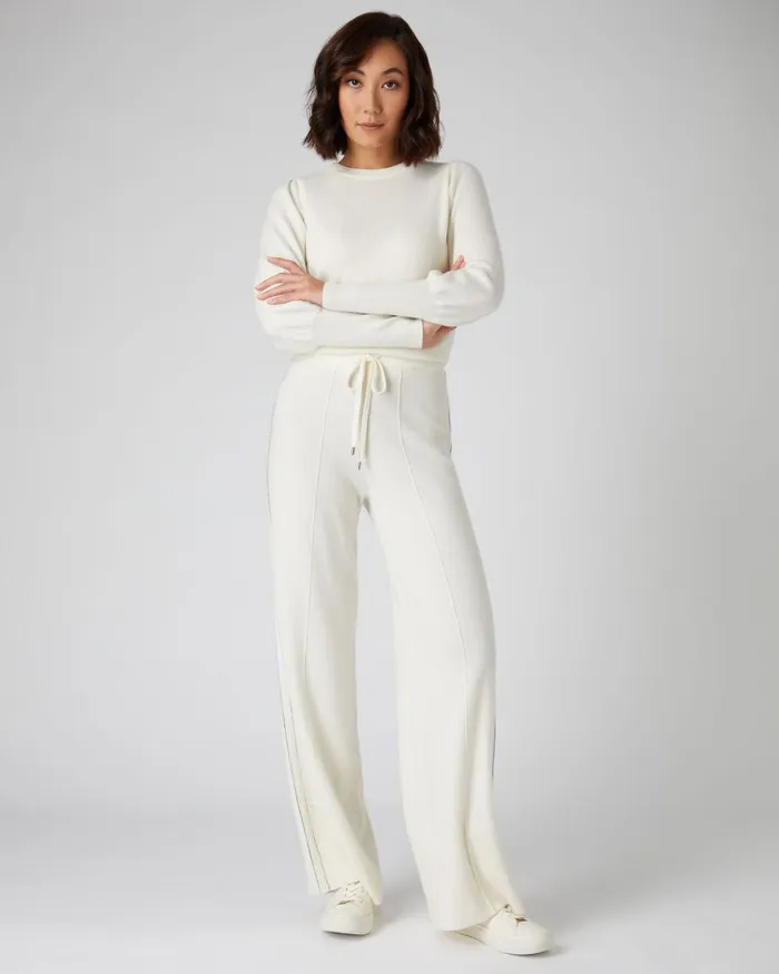 NPeal Leggings and Trousers Women Metal Trim Cashmere Trouser In New Ivory White